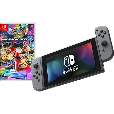 Nintendo NINSWITCHMAR Nintendo Switch with Gray Controllers - Mario Kart 8 Deluxe | Electronic Express