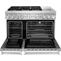 KitchenAid 6.3 Cu. Ft. Stainless Steel Freestanding Double-Oven Gas Range | Electronic Express