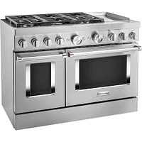 KitchenAid 6.3 Cu. Ft. Stainless Steel Freestanding Double-Oven Gas Range | Electronic Express