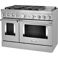 KitchenAid 6.3 Cu. Ft. Stainless Steel Freestanding Double-Oven Gas Range | Electronic Express