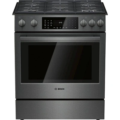 Bosch HGI8046UC 4.8 Cu.Ft Black Stainless Gas Convection Range | Electronic Express