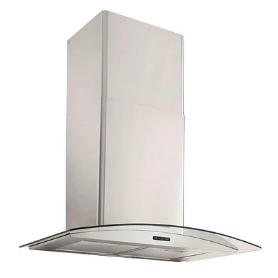 Broan 36 Inch Convertible Curved Glass Wall-Mount Chimney Range Hood | Electronic Express