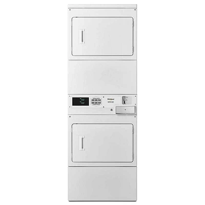 7.4 cu. ft. White Electric Double Stacked Commercial Dryer Coin Operated | Electronic Express