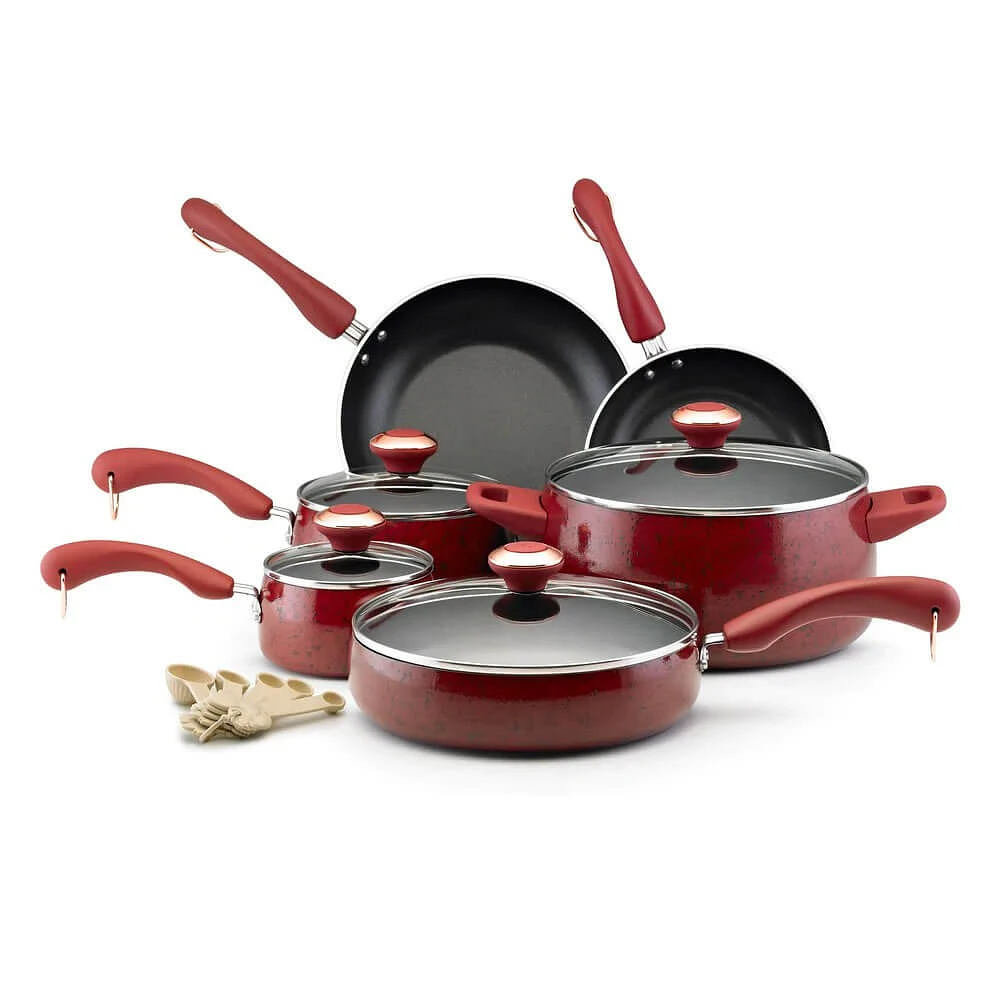 Paula Deen Signature Nonstick Cookware Pots and Pans Set, 15 Piece, Red | Electronic Express