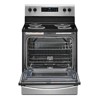 Whirlpool 4.8 Cu. Ft. Stainless Steel 4-Burner Electric Range with Self-Cleaning  | Electronic Express