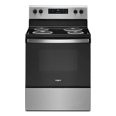 Whirlpool 4.8 Cu. Ft. Stainless Steel 4-Burner Electric Range with Self-Cleaning  | Electronic Express