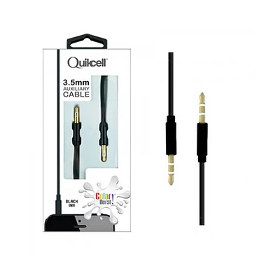 Quickcell 3.5mm Auxiliary Cable 1M - Black  | Electronic Express