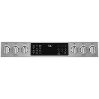 GE Profile 30 inch Fingerprint Resistant Stainless Slide-In Double Oven Gas Range | Electronic Express