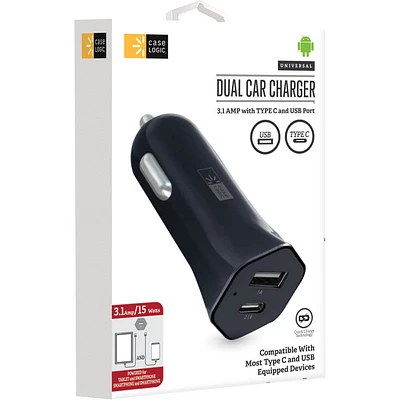 3.1A Dual Car Charger with USB Type-A & USB Type-C Ports | Electronic Express