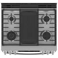 GE Profile 5.6 Cu. Ft. Stainless Smart Duel Fuel Range with No Preheat Air Fry  | Electronic Express