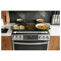 GE Profile 5.6 Cu. Ft. Stainless Smart Duel Fuel Range with No Preheat Air Fry  | Electronic Express