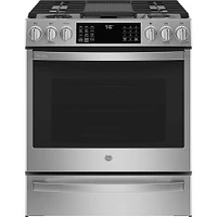 GE Profile 5.6 Cu. Ft. Stainless Smart Duel Fuel Range with No Preheat Air Fry  | Electronic Express