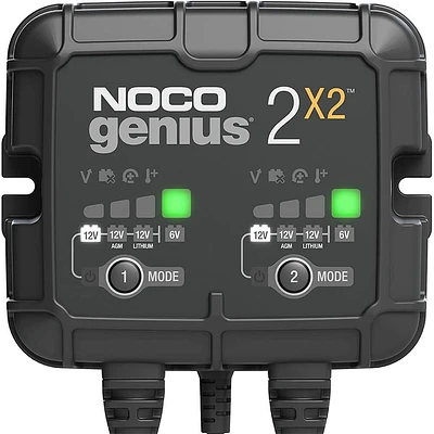 Noco 6V/12V 2-Bank, 4-Amp (2-Amp Per Bank) Fully-Automatic Smart Charger | Electronic Express