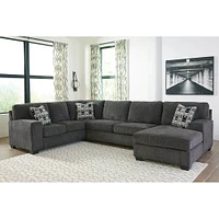 Ashley Ballinasloe 3-Piece Sectional with right-arm chaise - Smoke  | Electronic Express