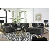Ashley Ballinasloe 3-Piece Sectional with right-arm chaise - Smoke  | Electronic Express