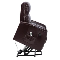 Lifesmart BTL8992A51CH-OBX Luxury Leather Air Power Lift and Recline Massage Chair - Brown | Electronic Express