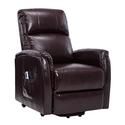 Lifesmart BTL8992A51CH-OBX Luxury Leather Air Power Lift and Recline Massage Chair - Brown | Electronic Express