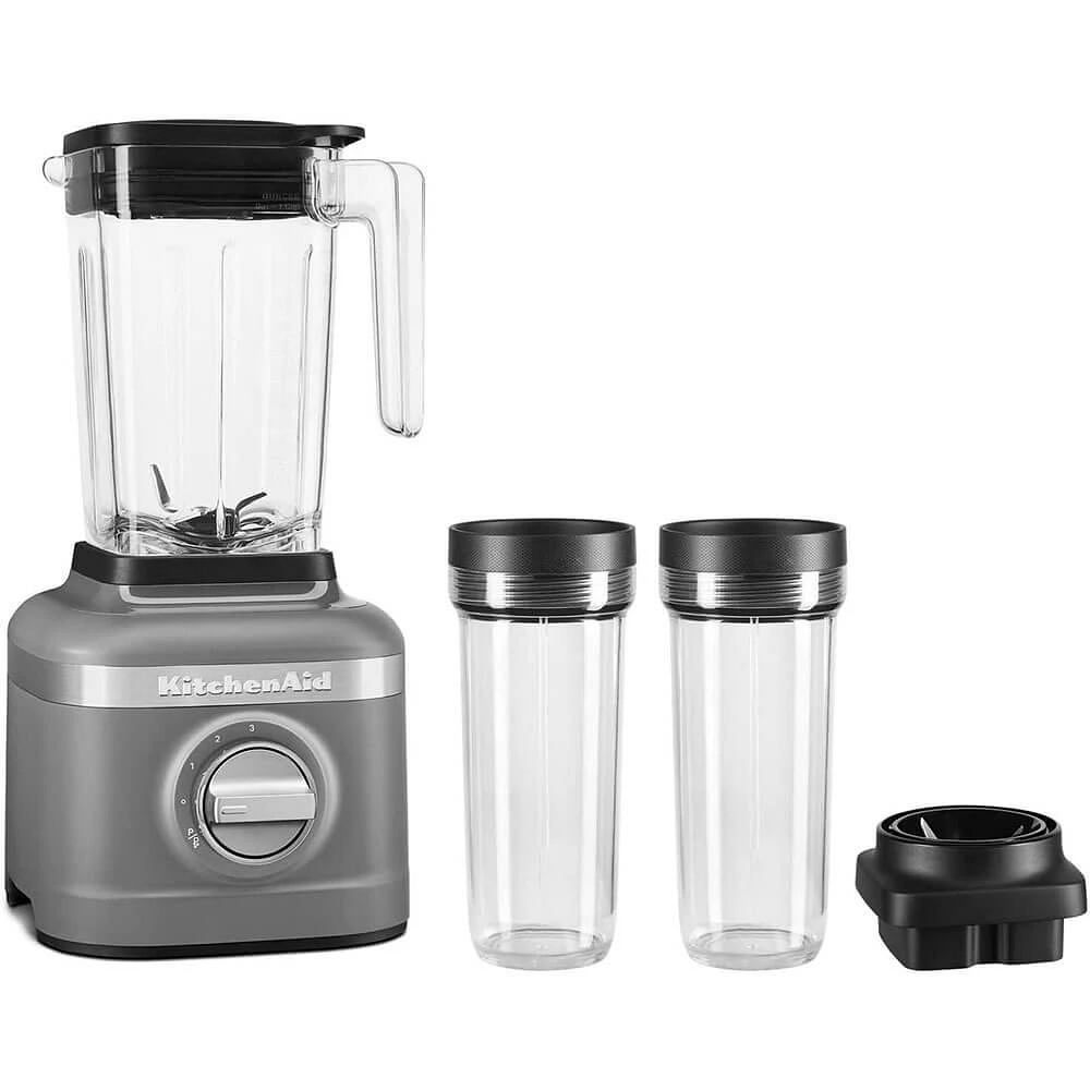 KitchenAid 3-Speed Ice Crushing Blender w/ 2 Personal Blender Jars - Matte Charcoal Grey | Electronic Express