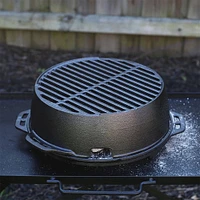 Lodge 12 inch Cast Iron Portable Round Kickoff Grill | Electronic Express
