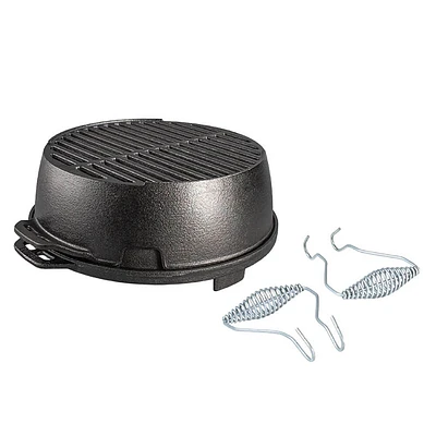 Lodge 12 inch Cast Iron Portable Round Kickoff Grill | Electronic Express