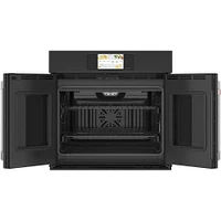 Cafe 30 inch Matte Black Single Convection Smart Electric Wall Oven | Electronic Express