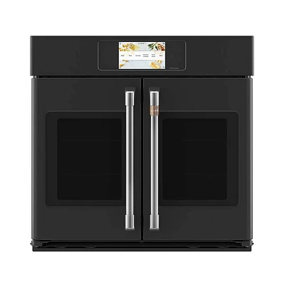 Cafe 30 inch Matte Black Single Convection Smart Electric Wall Oven | Electronic Express