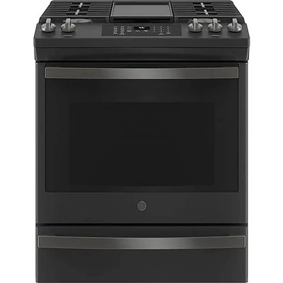 GE Profile 5.6 Cu. Ft. Black Slate Slide-In Gas Range with Air Fry | Electronic Express