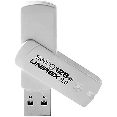 Unirex 128GB USB 3.0 Swing Flash Drive - White | Electronic Express