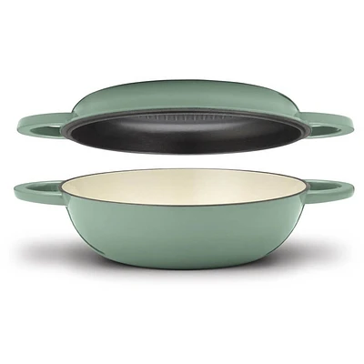 Cuisinart Chefs Classic Enameled Cast Iron 2-in-1 Cookware Set - Sage Green | Electronic Express