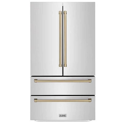 ZLINE 22.5 Cu. Ft. Autograph Edition Stainless Refrigerator With Bronze Accents | Electronic Express