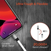 Hypergear 6 Ft. Flexi USB-C to Lightning Flat Cable - White | Electronic Express