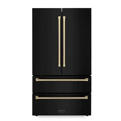 ZLINE 22.5 Cu. Ft. Autograph Edition Black French Door Refrigerator   | Electronic Express