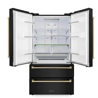 ZLINE 22.5 Cu. Ft. Autograph Edition Black French Door Refrigerator   | Electronic Express