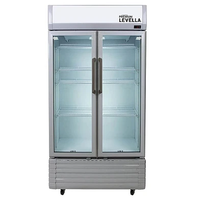 Premium Levella 29 Cu. Ft. Silver Side-by-Side Glass Display Refrigerator | Electronic Express