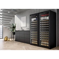 Vintec 201 Bottle Black Single/Multi-Temp Wine Cabinet  | Electronic Express