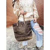 Myra Bags Brown Fleece Leather Tote Bag | Electronic Express