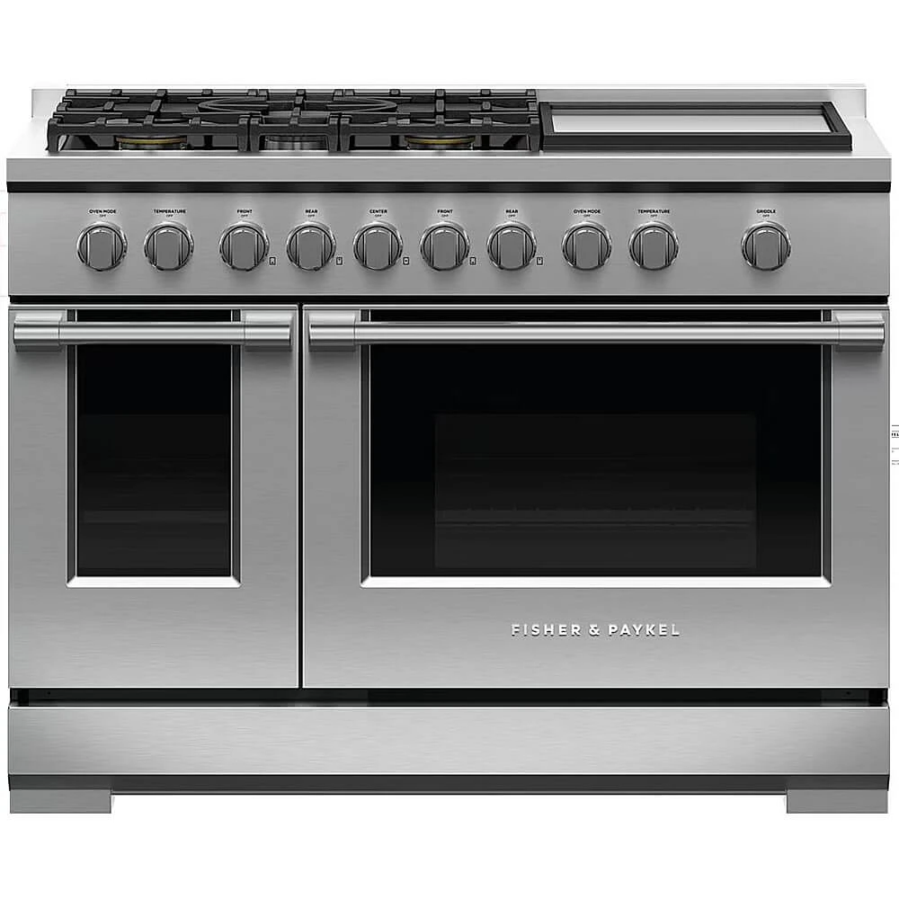 Fisher & Paykel 7.7 Cu. Ft. Stainless Steel Freestanding Double Oven Gas Range | Electronic Express