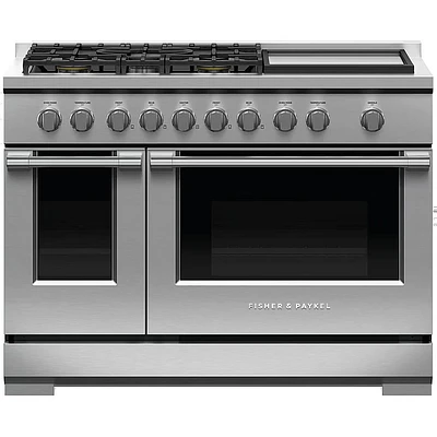 Fisher & Paykel 7.7 Cu. Ft. Stainless Steel Freestanding Double Oven Gas Range | Electronic Express