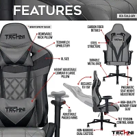 RTA Products Techni Sport XL Gray Ergonomic Gaming Chair | Electronic Express