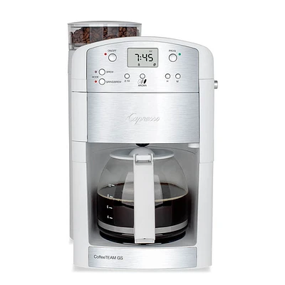 CoffeeTeam GS 10-Cup Coffeemaker with Conical Burr Grinder - White | Electronic Express