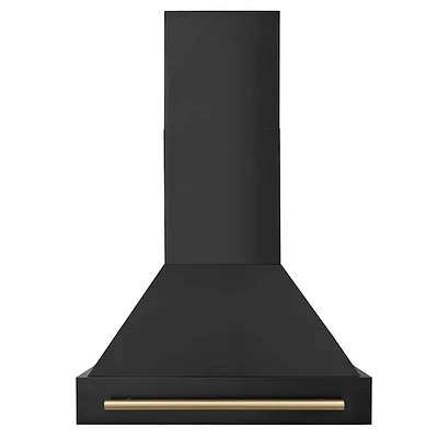 ZLINE 30 inch Autograph Edition Wall Mount Chimney Range Hood - Black Stainless/Champagne Bronze | Electronic Express