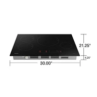 Samsung 30 inch Black 4-Burner Smart Induction Cooktop with WiFi | Electronic Express