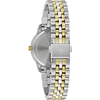 Bulova Womens Classic Diamond Two-Tone Gold/Stainless 3-Hand Quartz Watch | Electronic Express
