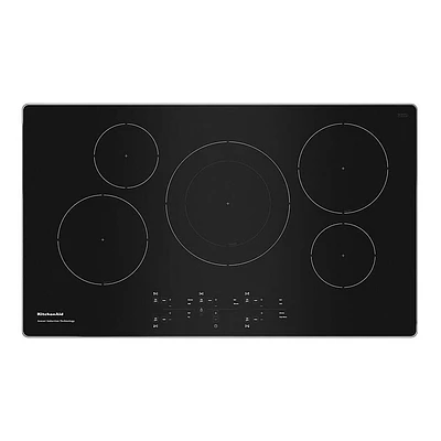 KitchenAid 36 inch Built-In Stainless Electric Induction Cooktop with 5 Elements | Electronic Express