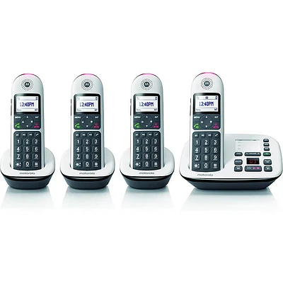 Motorola DECT 6.0 Digital Cordless Phone with Answering Machine - 4 Pack | Electronic Express