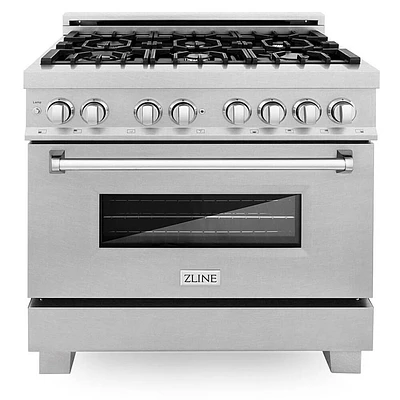 ZLINE 4.6 Cu. Ft. Snow Stainless Steel Freestanding Dual Fuel Convection Range | Electronic Express