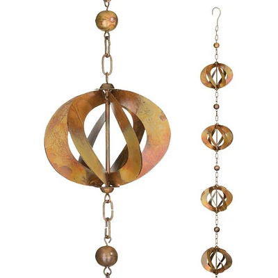Regal Flamed Copper Spinner Rain Chain | Electronic Express