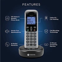 Motorola T6 Series Cordless Phone System with 1 Digital Handset & Caller ID - Grey | Electronic Express