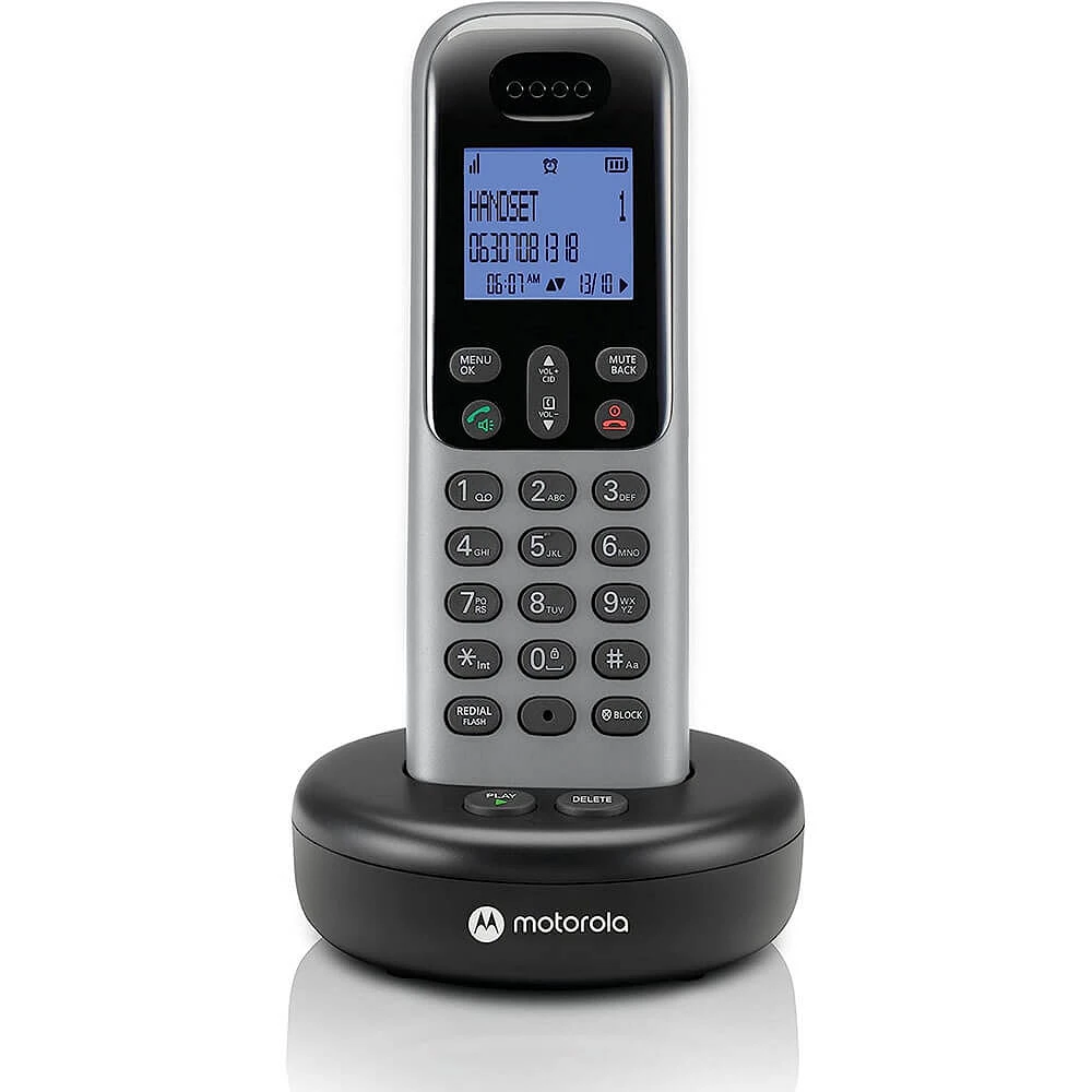 Motorola T6 Series Cordless Phone System with 1 Digital Handset & Caller ID - Grey | Electronic Express