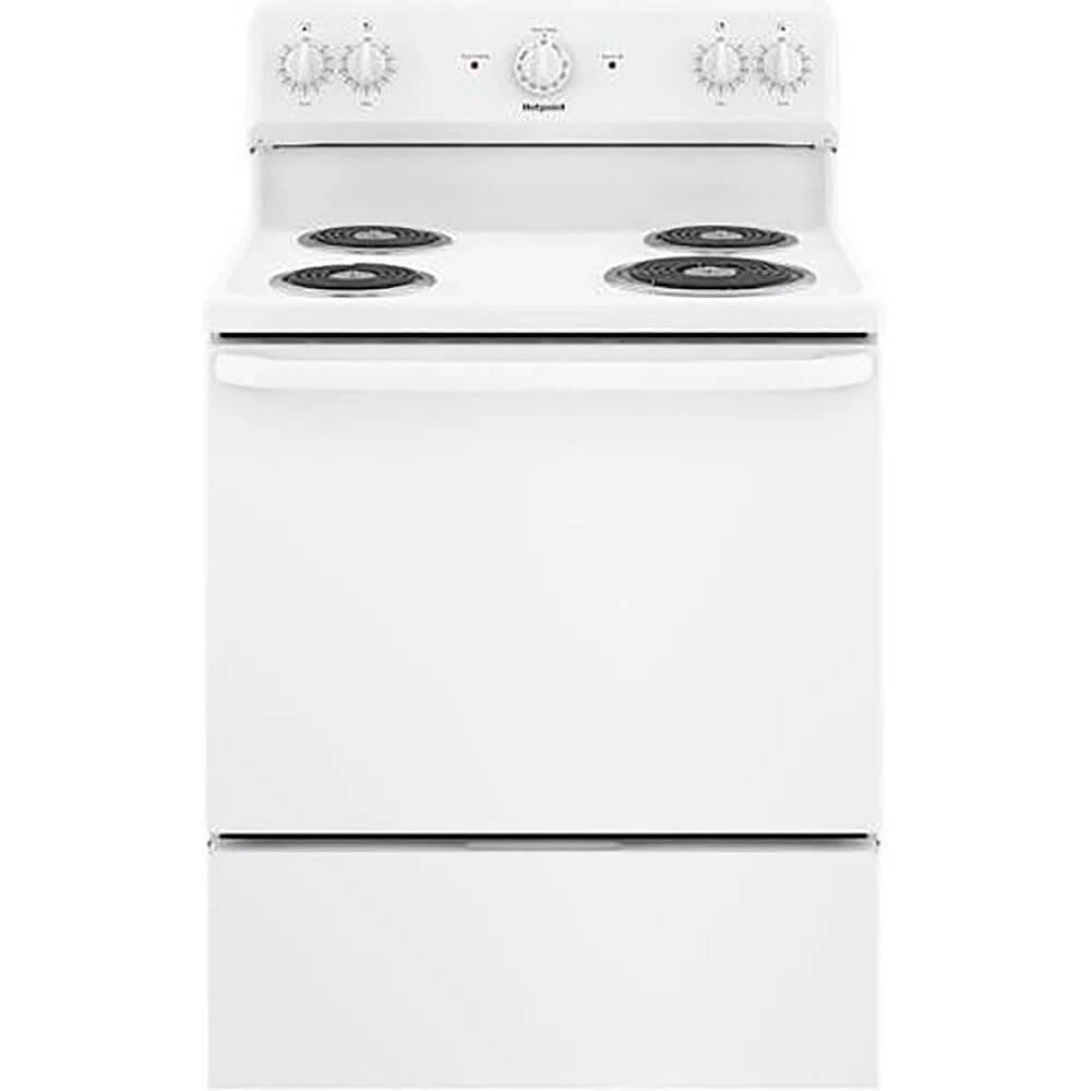 Hotpoint RBS160DMWW-OBX 5.0 Cu. Ft. White Freestanding Electric Range | Electronic Express